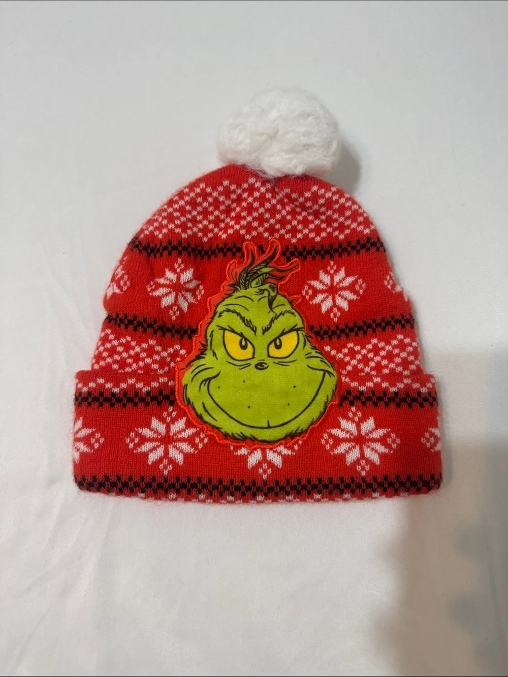 Kids Red Grinch Knit Pom Beanie - Unbranded